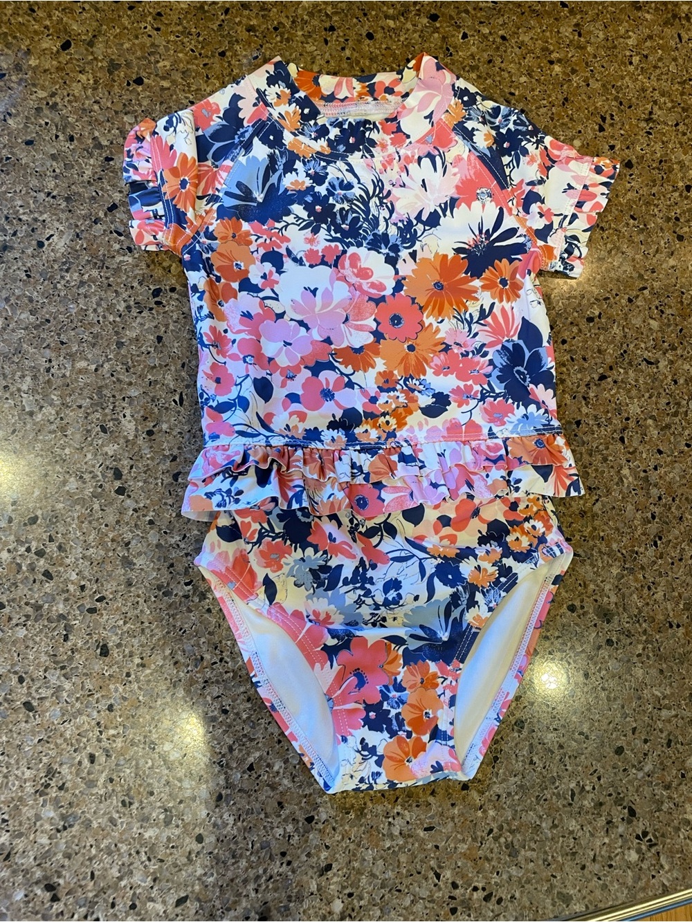 Janie and Jack Floral Rash Guard in Navy, Pink, Coral, White 2 piece swimsuit
